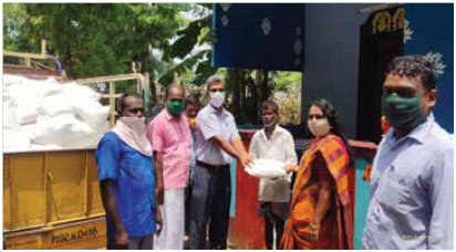 Karaikal villages disinfection & Rice Distribution to Karaikal panchayats